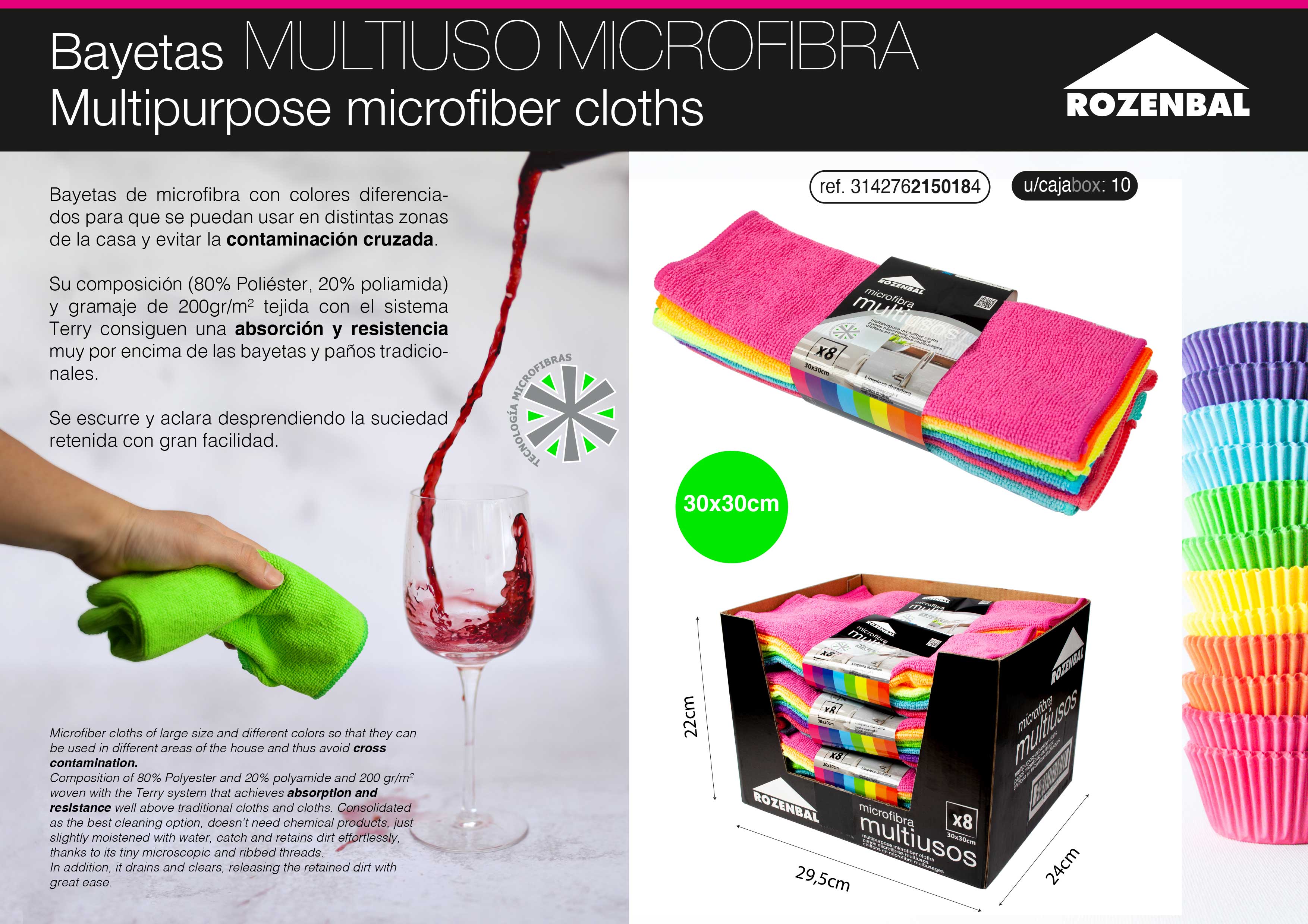 Set 12 Panno Magico Super Assorbente Pulisce Asciuga Multiuso 30 X 30 Cm 85913075